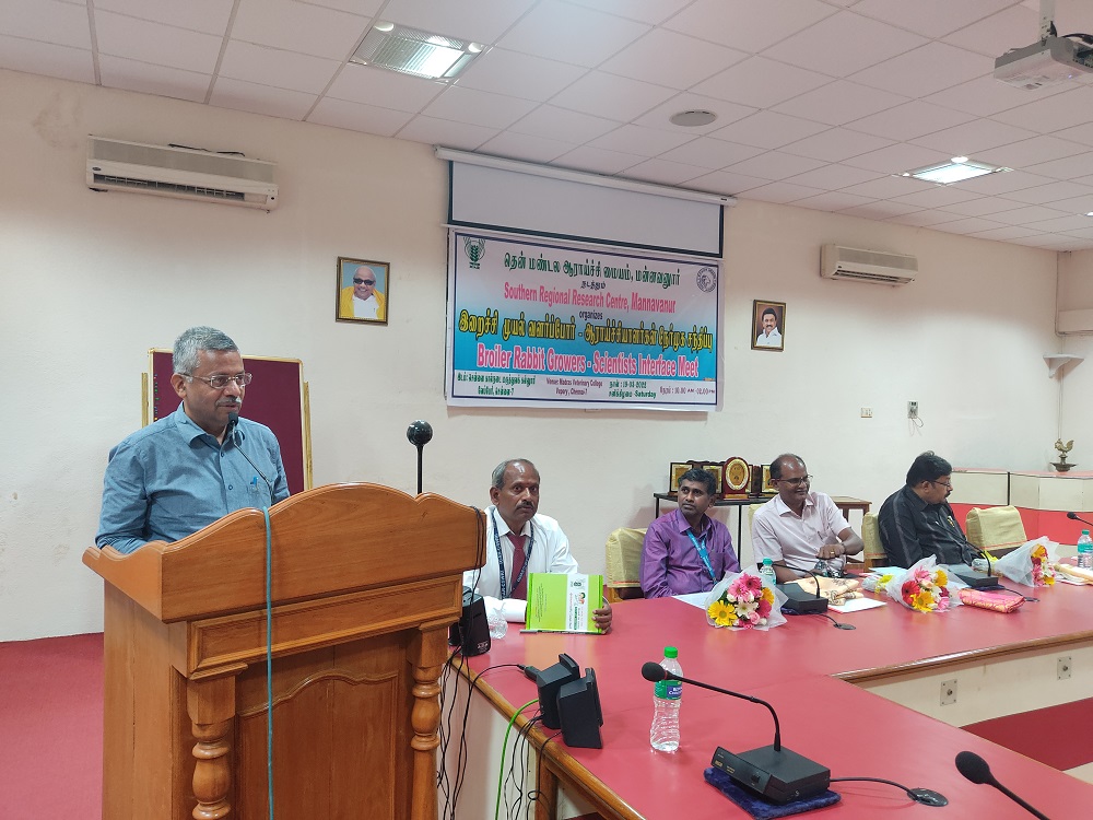 SRRC, Mannavanur organized a “Broiler Rabbit Farmers – Scientists Interface Meet”